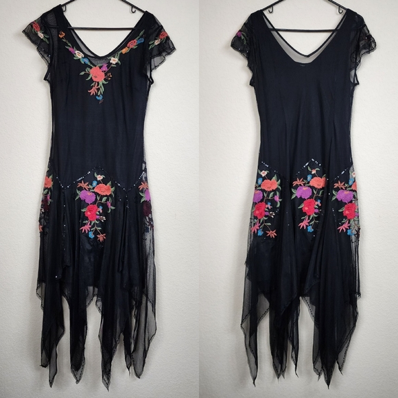 Vintage Dresses & Skirts - Vintage Witchy Floral Boho Dress